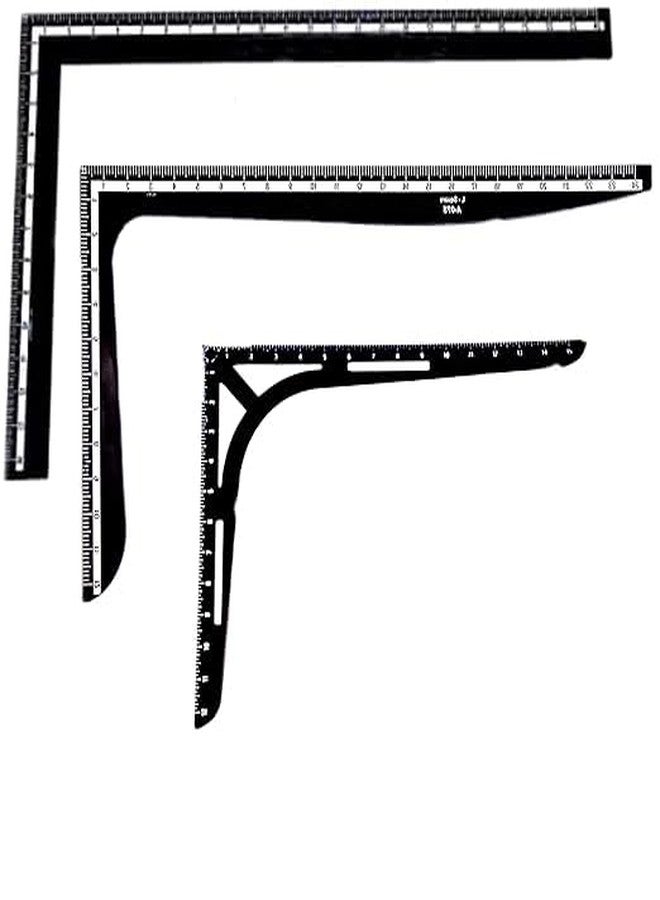 NTGS مجموعة مساطر NTGS شديدة التحمل على شكل حرف L - مساطر زاوية قائمة دقيقة من الألومنيوم - 3 أحجام، للأعمال اليدوية، والأعمال المعدنية، والنجارة - Image 1